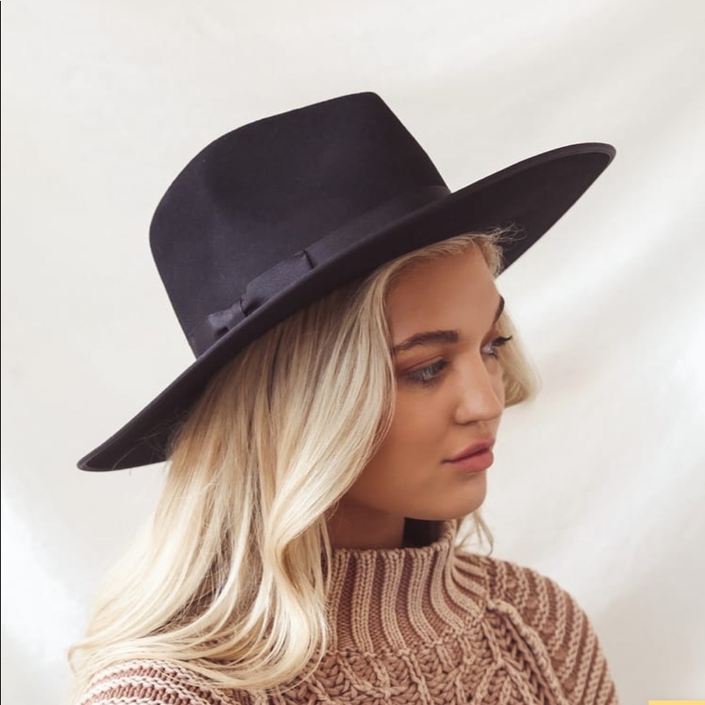 Rancher Black Wool Fedora Hat